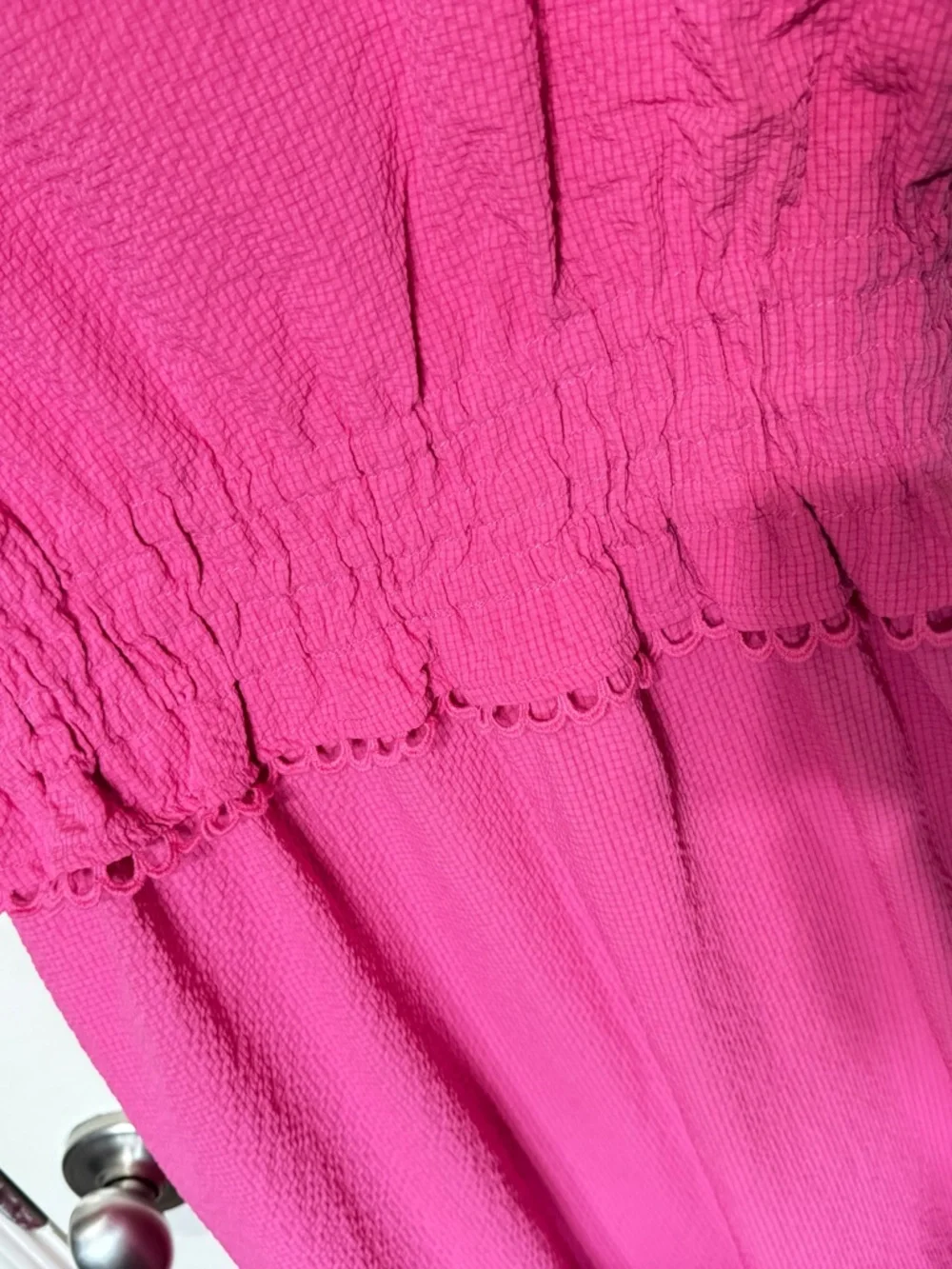 Umgee Hot Pink Ruffle Sleeve Midi Dress - Picture 5 of 8